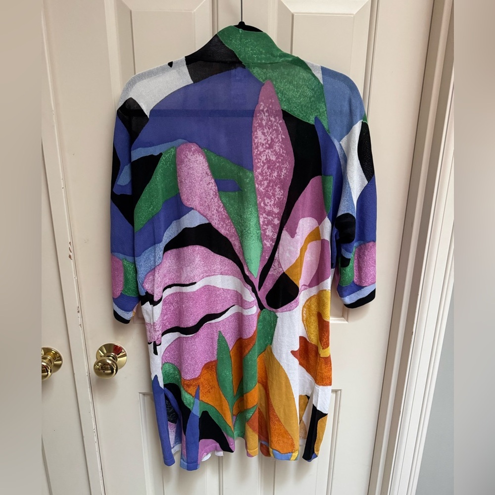 Chicos Summer Romance Tropical Midi Cardigan - Picture 7 of 7